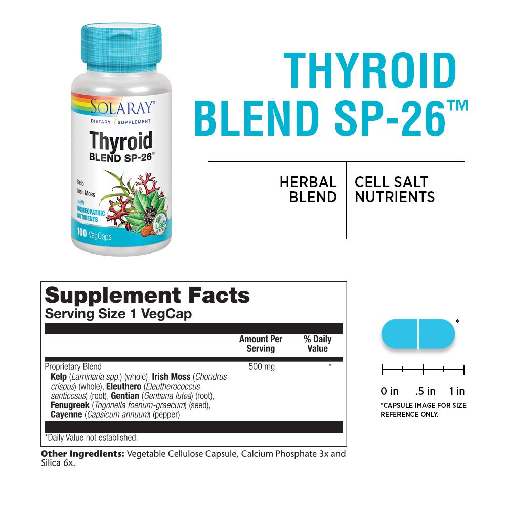 Solaray Thyroid Blend SP-26 Capsules, 100 Count