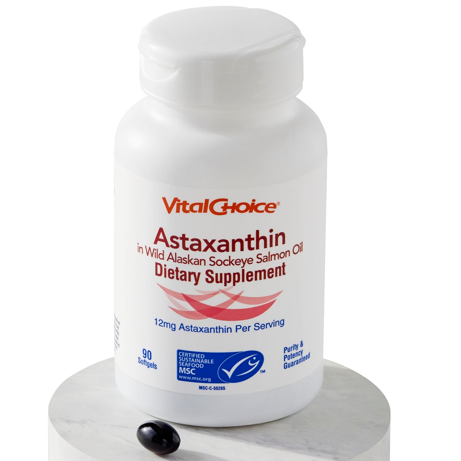 Vital Choice MSC Astaxanthin in Wild Alaskan Sockeye Salmon Oil Dietary Supplement Softgels, 90 Count