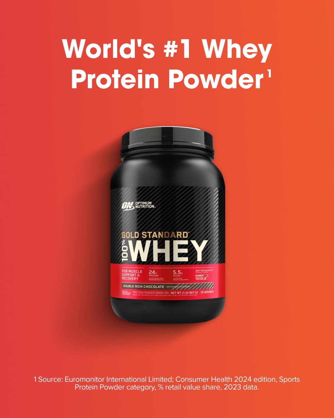 Optimum Nutrition Gold Standard 100% Whey Protein Isolate Powder, Double Rich Chocolate, 2 Lbs
