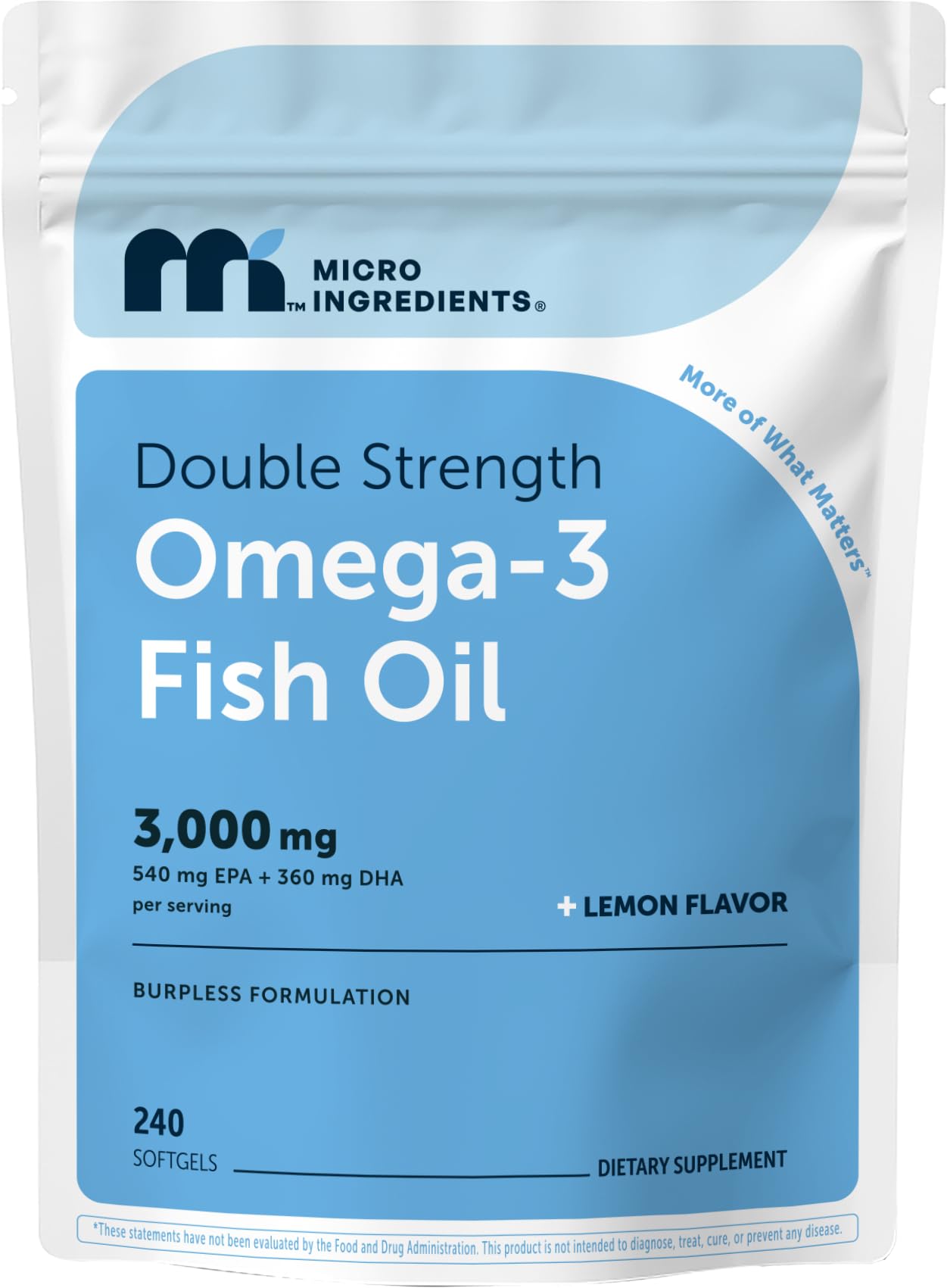 Micro Ingredients Omega-3 Fish Oil Supplements Softgels 240 Count