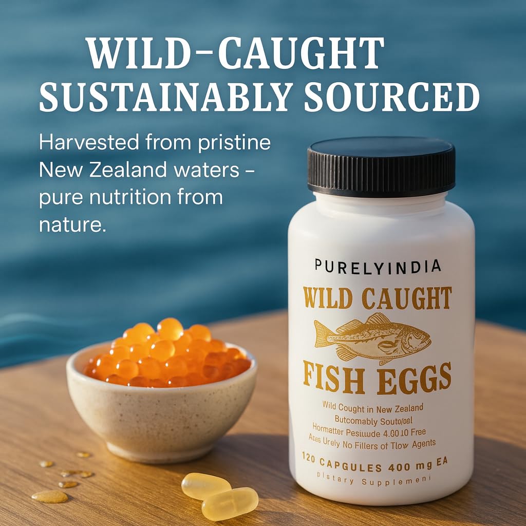 Purelyindia Wild-Caught Fish Eggs Omega-3 DHA, EPA & ETA Supplement Capsules 120 Capsules