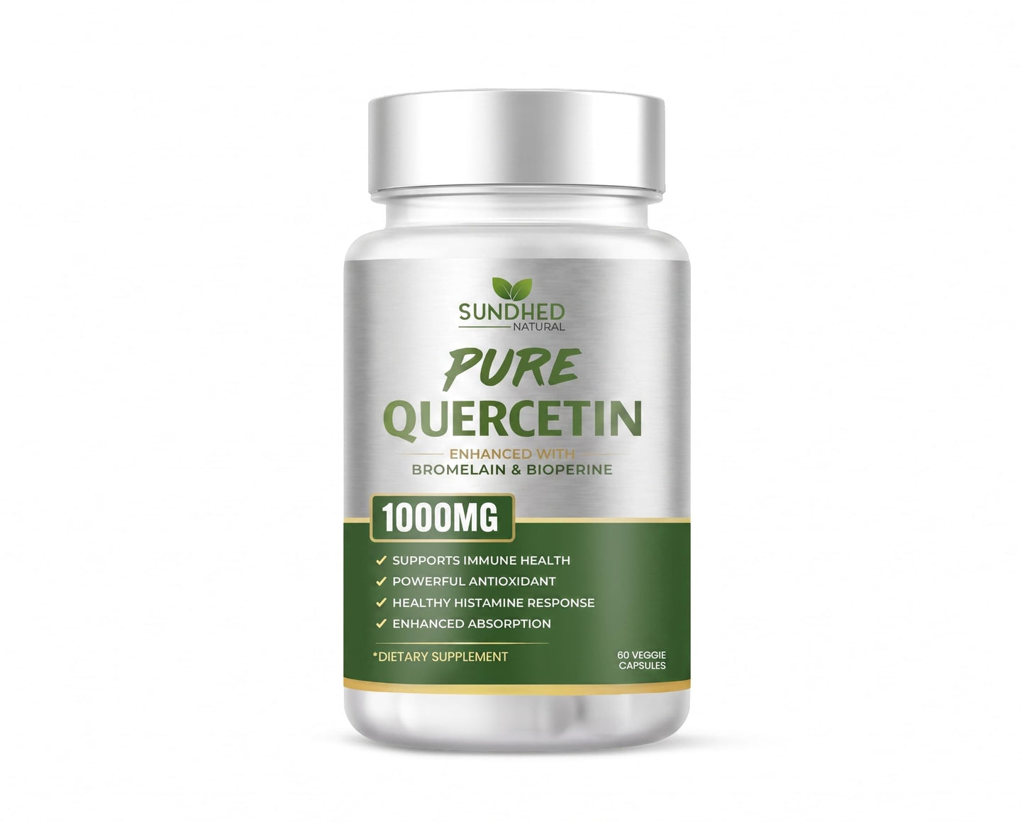 Sundhed Natural Pure Quercetin with Bromelain and Bioperine Capsules, 60 Count