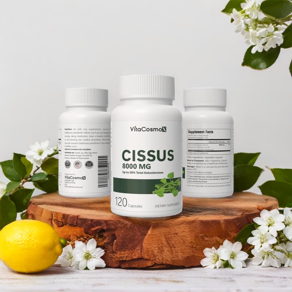 VitaCosmoX Cissus Quadrangularis Extract Capsules, 8000mg, 120 Capsules