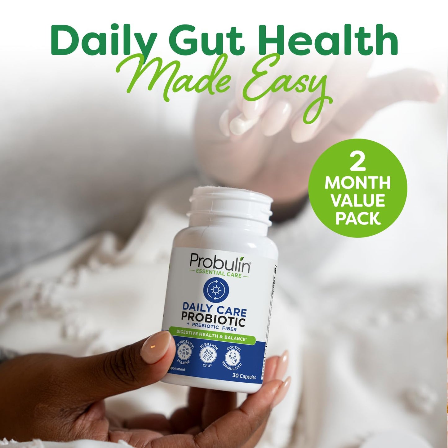 Probulin Daily Care Probiotic Supplement Digestive, Gut, and Immune Health Support Capsules, 60 Count