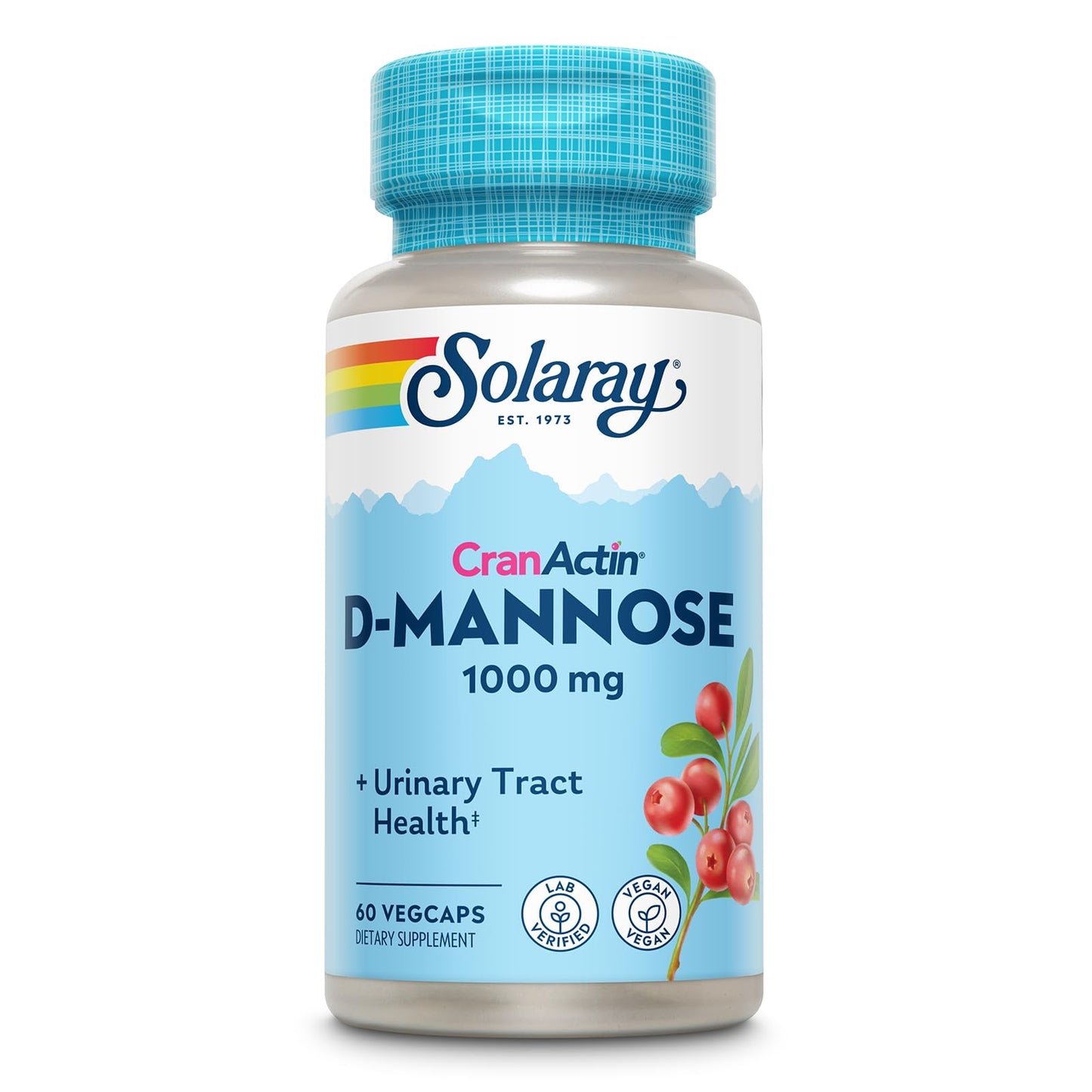 Solaray D-Mannose with CranActin Cranberry Supplement 400mg Capsule, 60 VegCaps