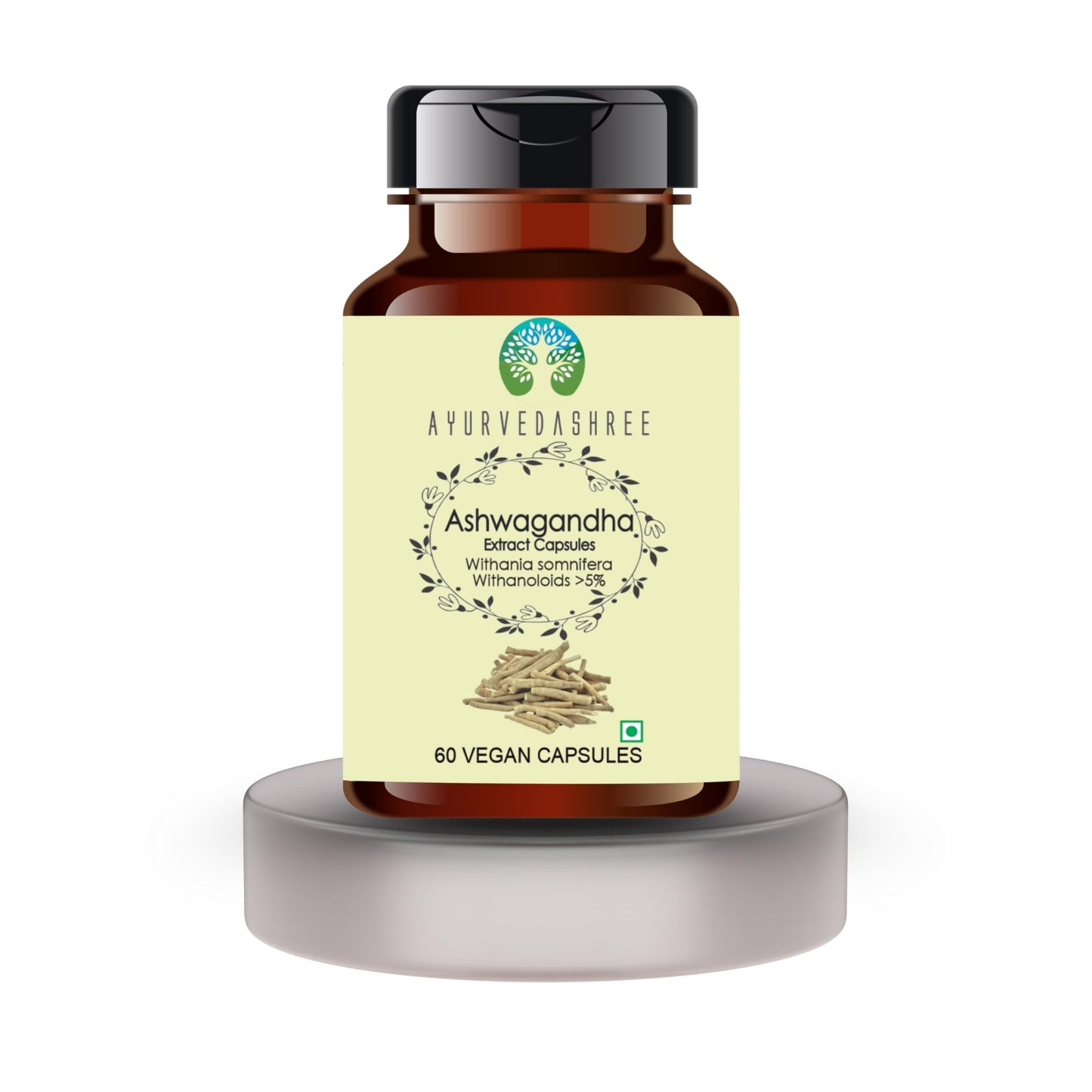 AYURVEDASHREE Ashwagandha Root Extract 500mg Capsule, 60 Count