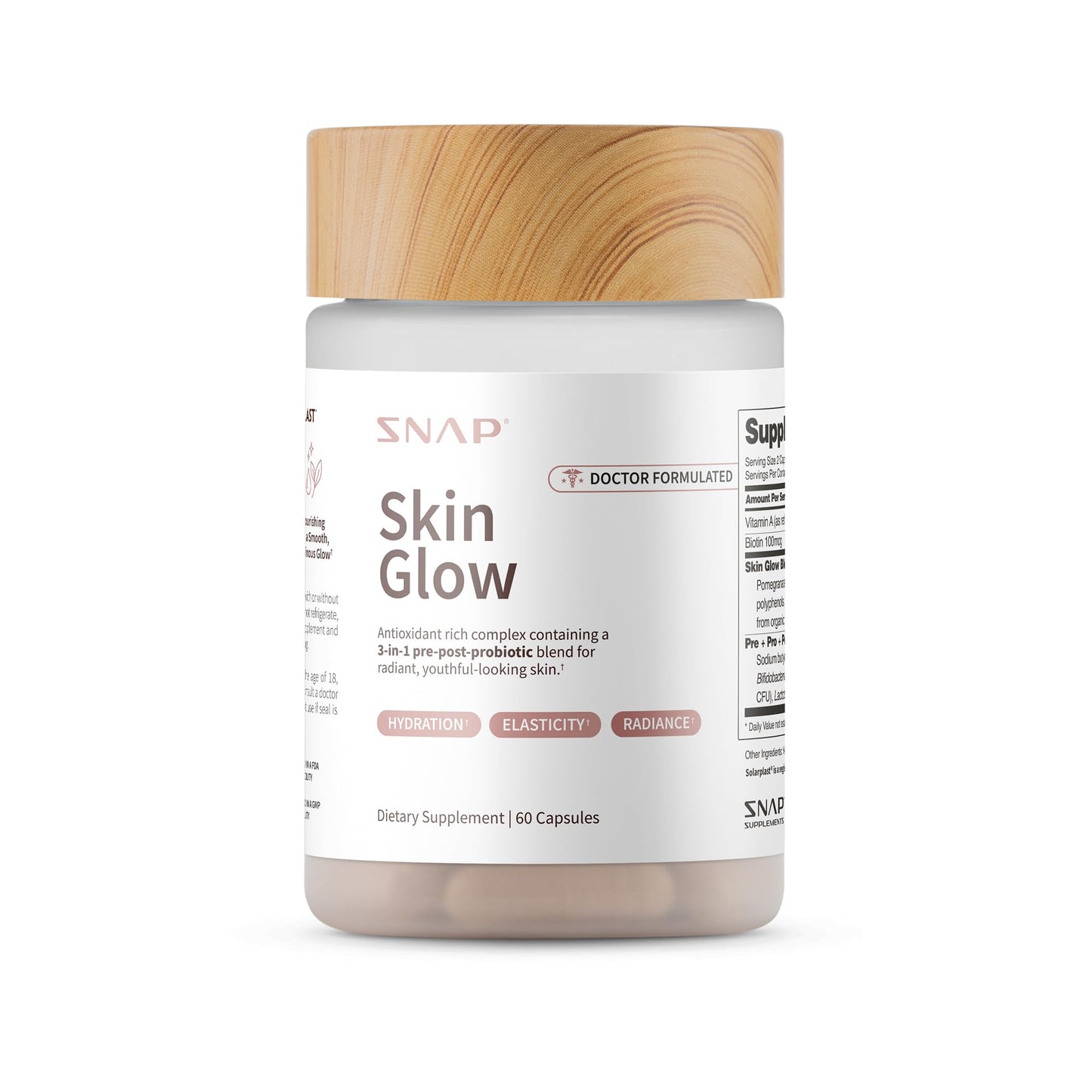 Snap Supplements Skin Glow Gut & Skin Probiotics Capsules, 60 Count