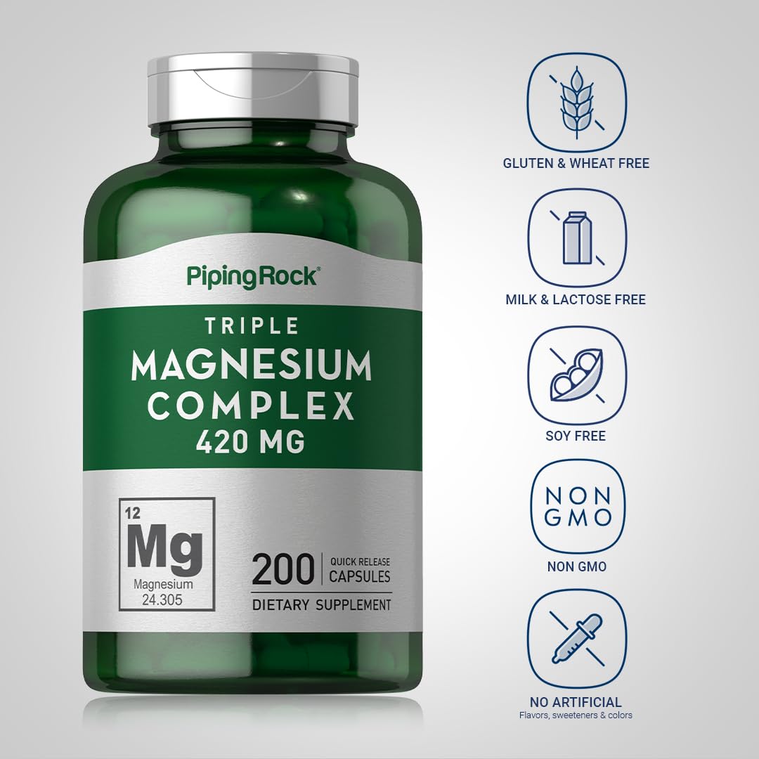Piping Rock Triple Magnesium Complex 420 mg, 200 Capsules