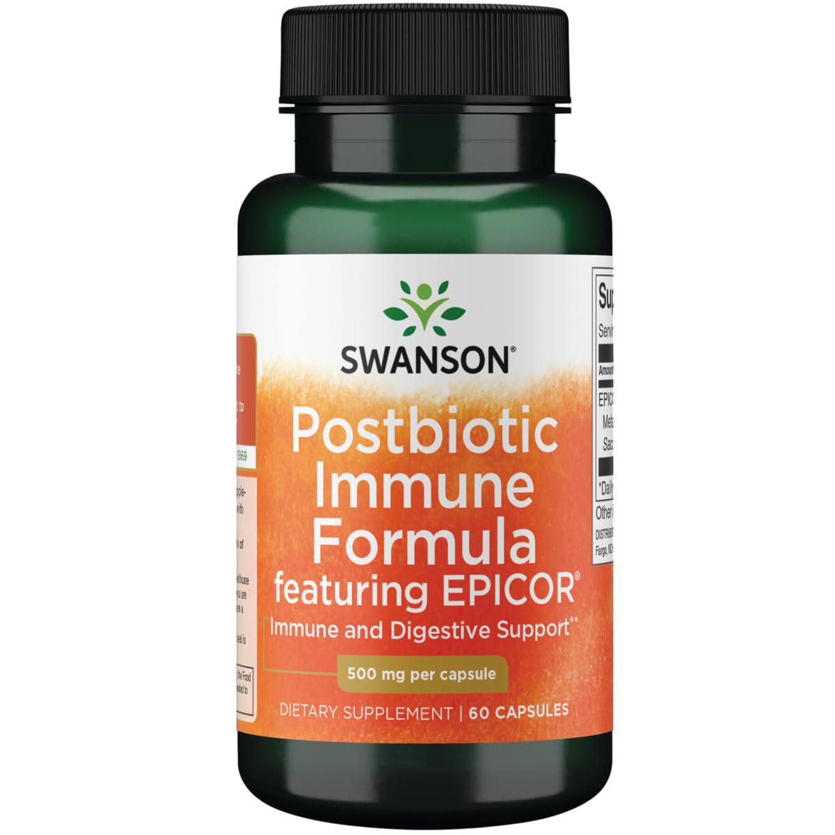 Swanson Premium Brand Postbiotic Immune Formula Featuring Epicor 500 mg, 60 Capsules