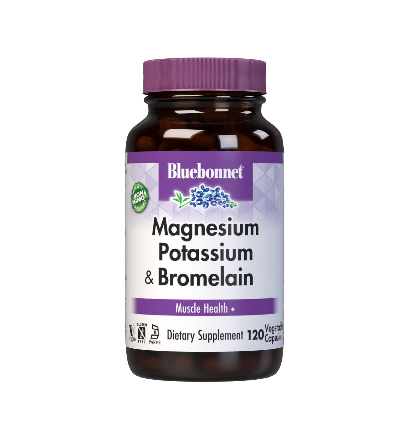 BlueBonnet Magnesium Potassium Supplement Plus Bromelain Capsule, 120 Capsules