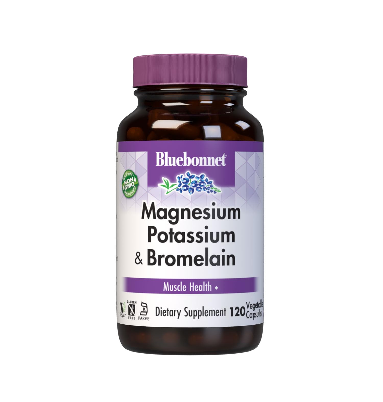 BlueBonnet Magnesium Potassium Supplement Plus Bromelain Capsule, 120 Capsules