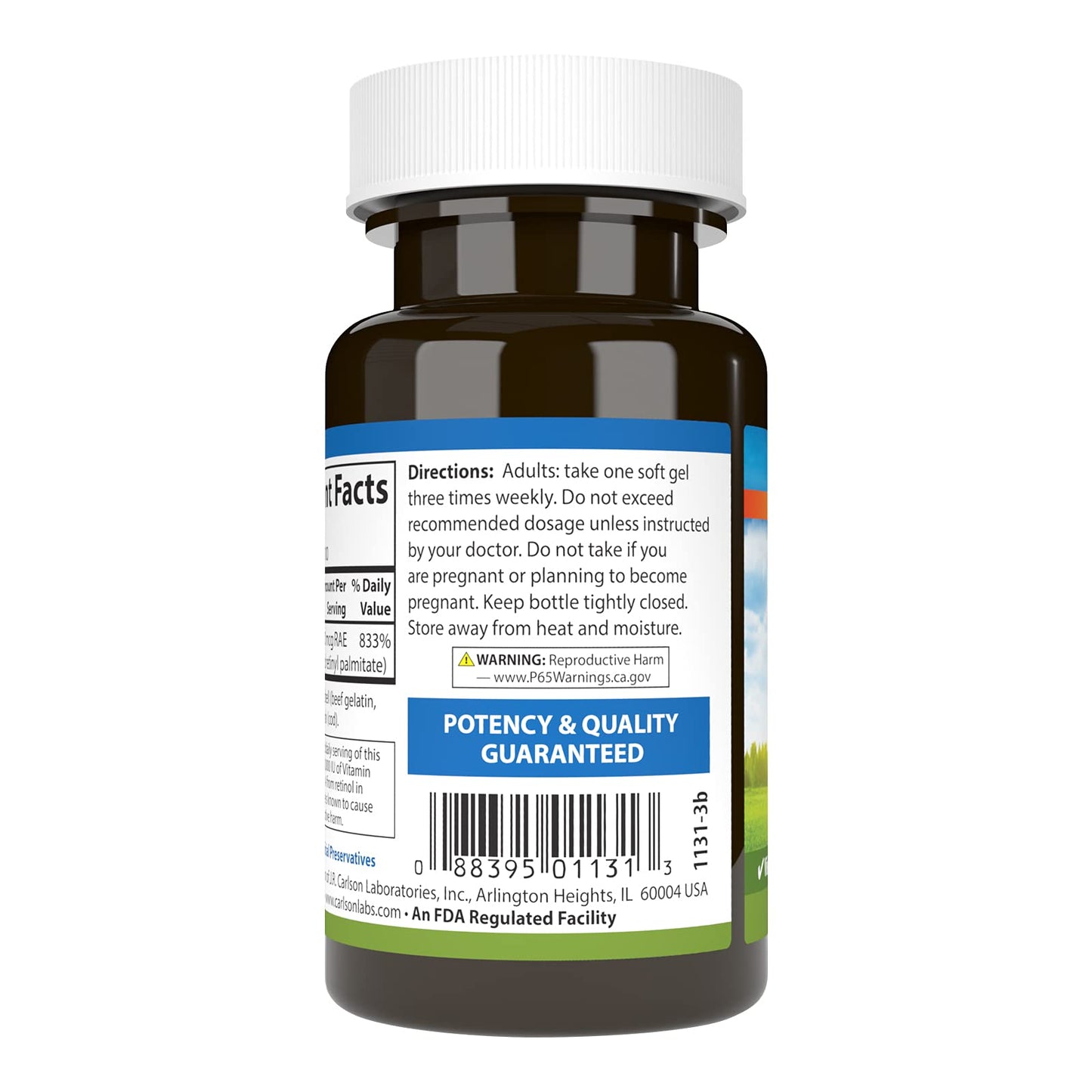 Carlson Vitamin A 25000 IU (7500 mcg RAE) Softgels, 100 count