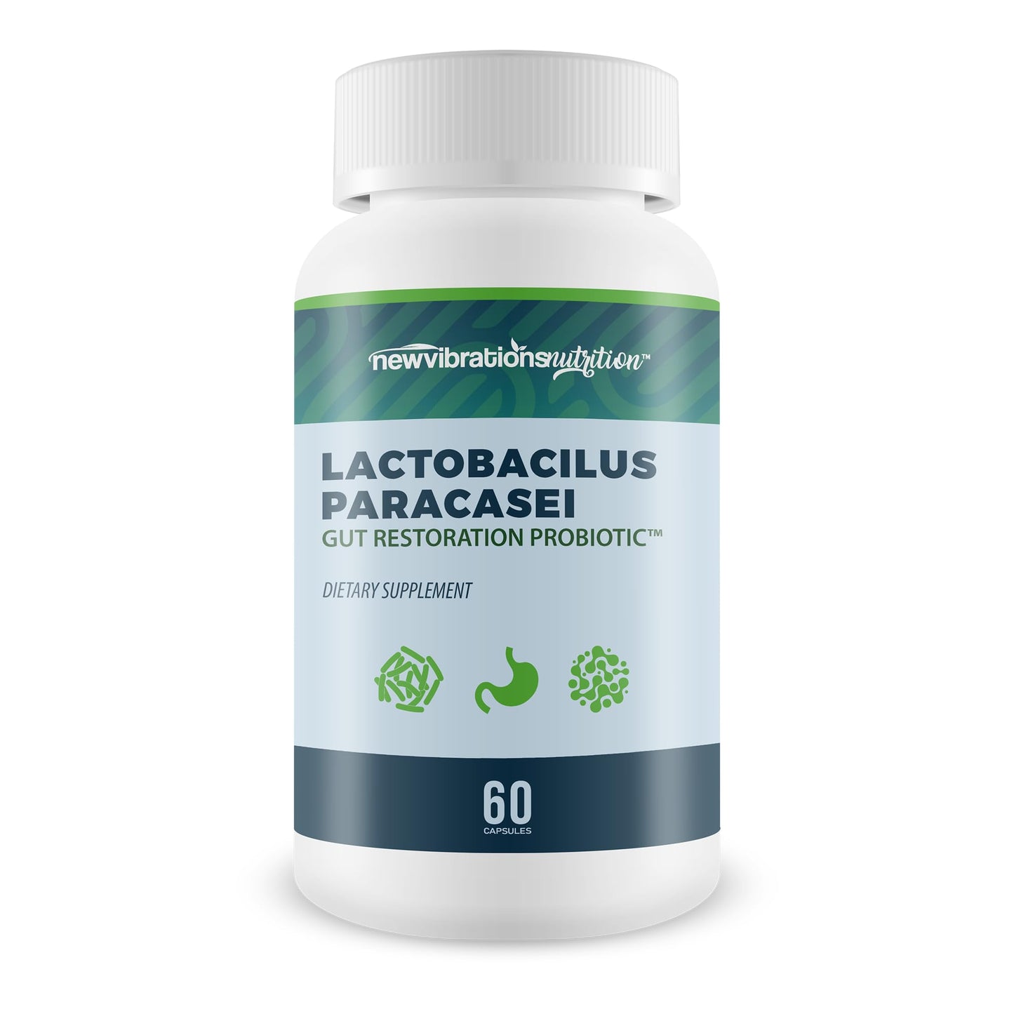 New Vibrations Nutrition Lactobacillus Paracasei Gut Restoration Probiotic Capsules, 60 Count