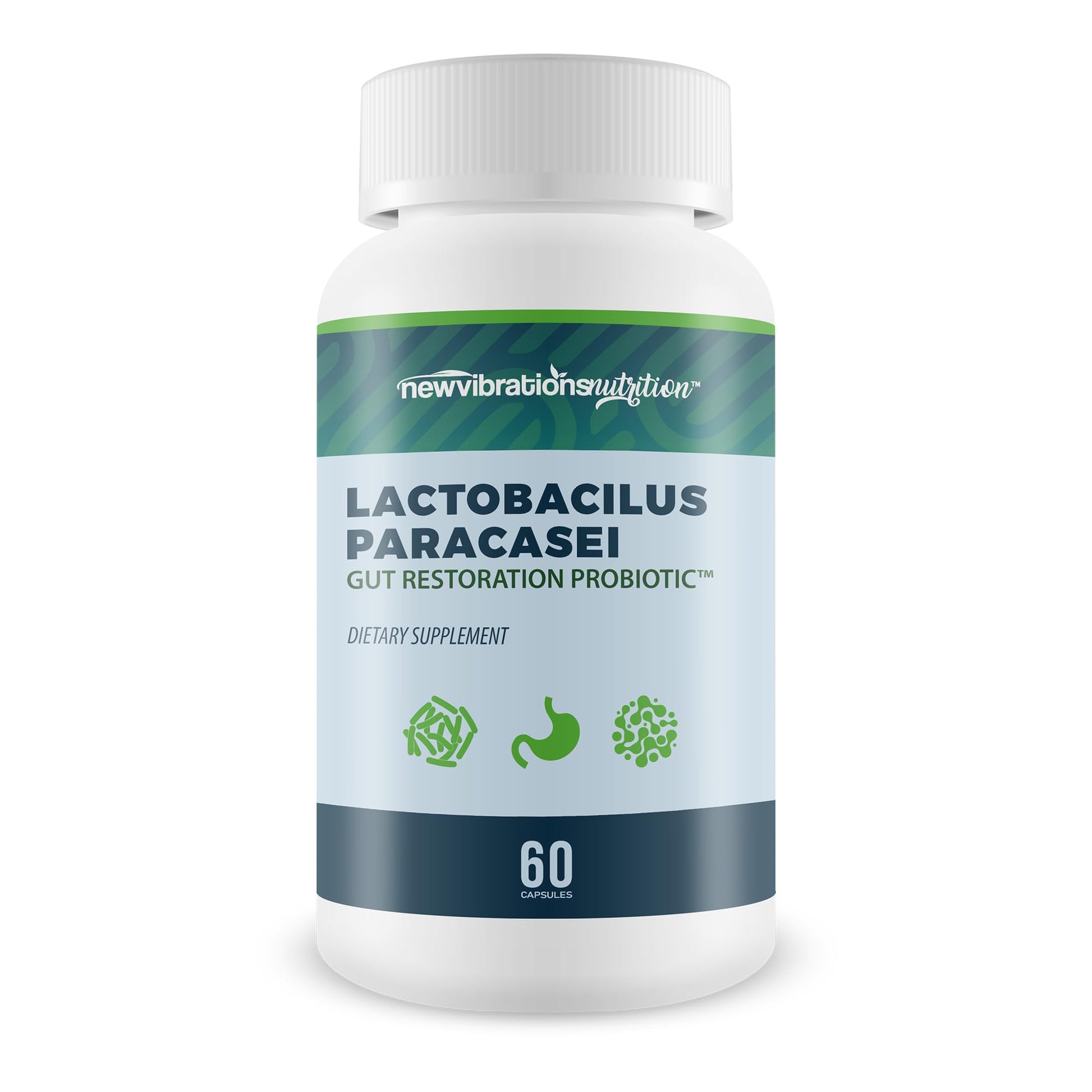New Vibrations Nutrition Lactobacillus Paracasei Gut Restoration Probiotic Capsules, 60 Count