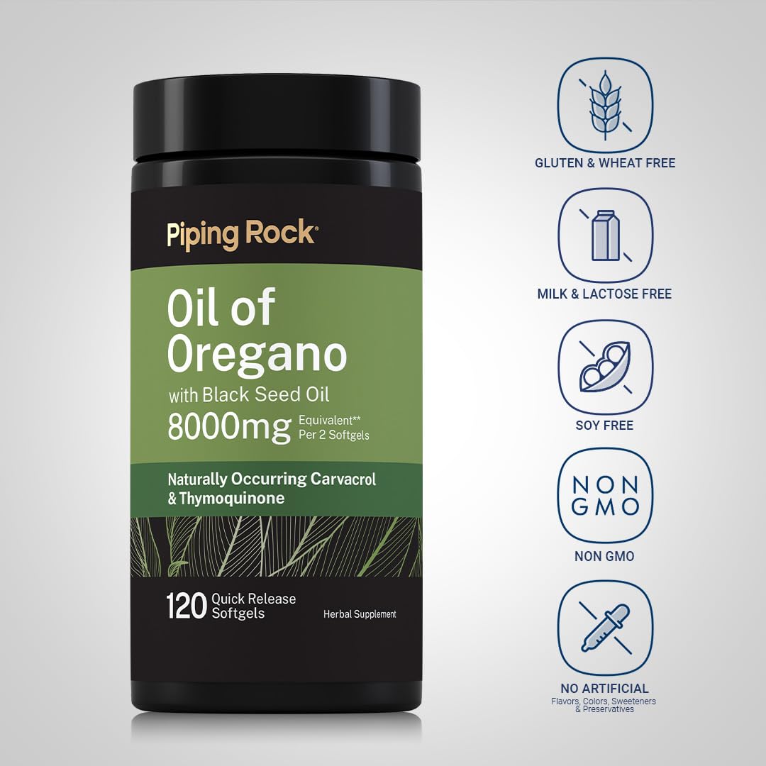 Piping Rock Oil of Oregano with Black Seed Oil Softgels 120