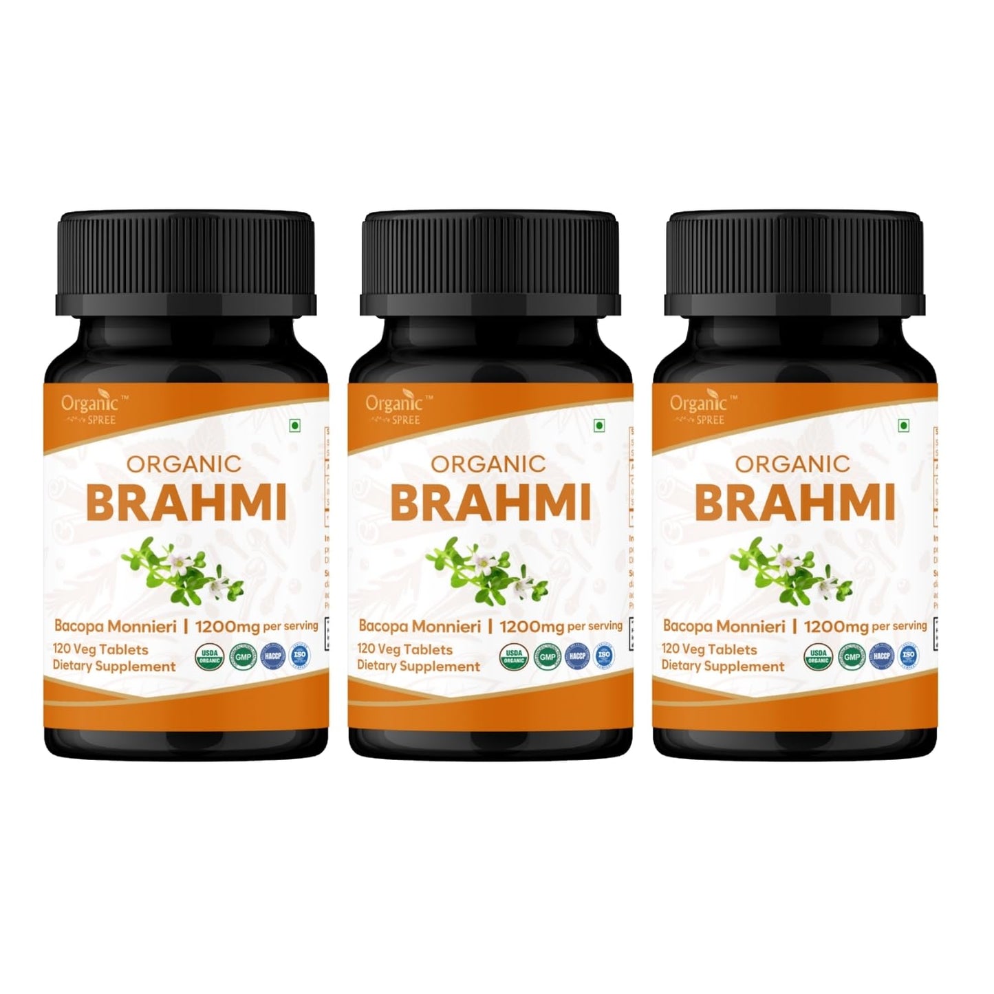 ORGANIC SPREE Brahmi Bacopa Monnieri Supplement Tablet, 360 Tablets