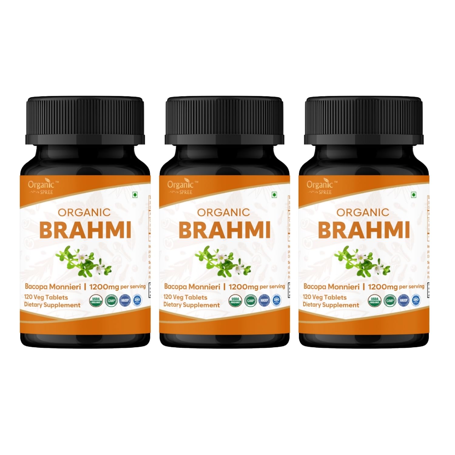 ORGANIC SPREE Brahmi Bacopa Monnieri Supplement Tablet, 360 Tablets
