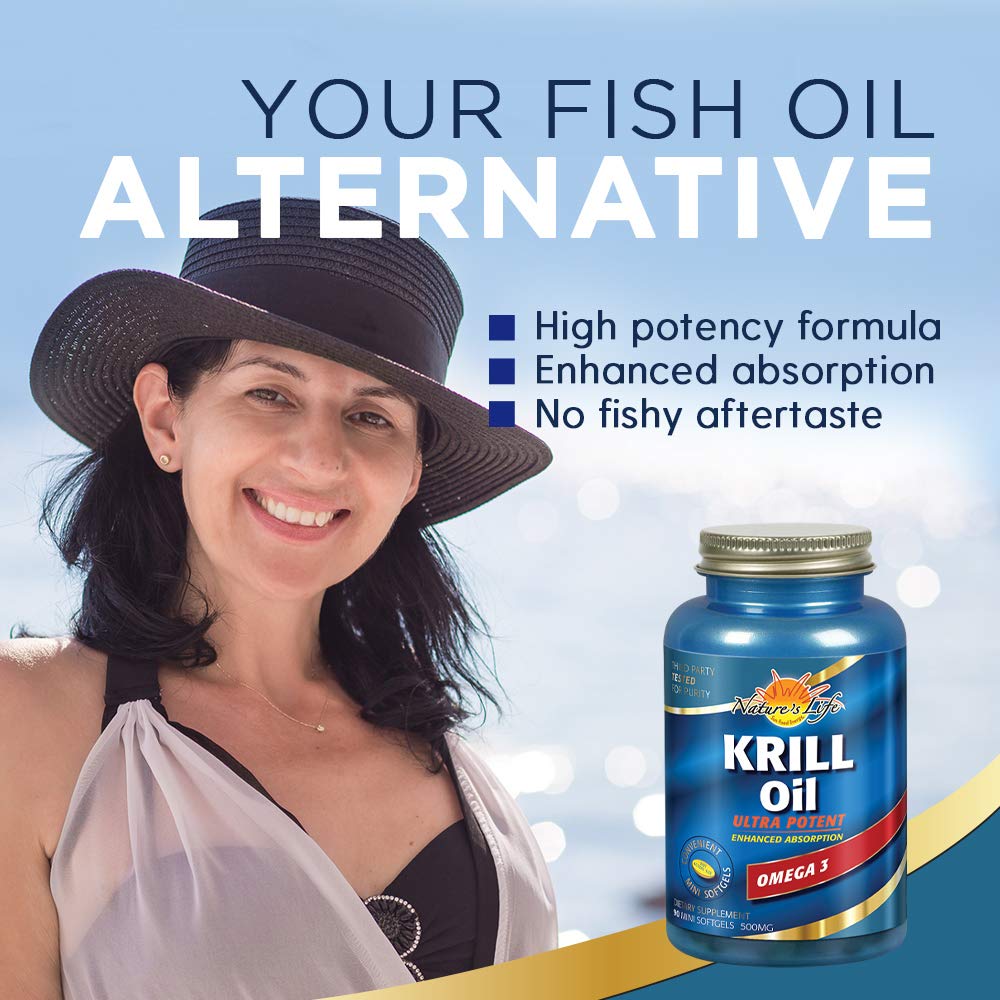 Nature's Life Krill Oil 1000mg Softgels, 90 Count