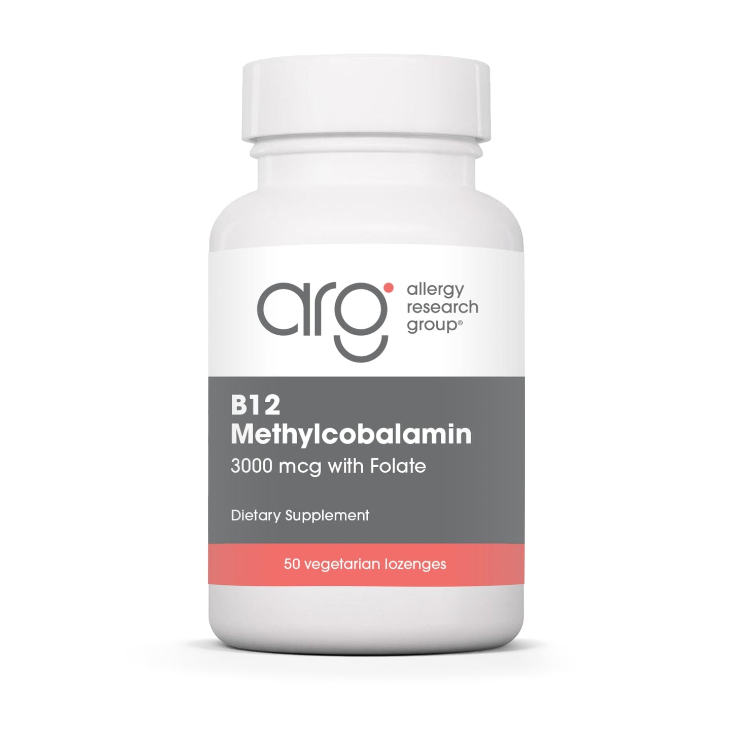 Allergy Research Group B12 Methylcobalamin 3000 mcg with Folate Lozenges, 50 Lozenges