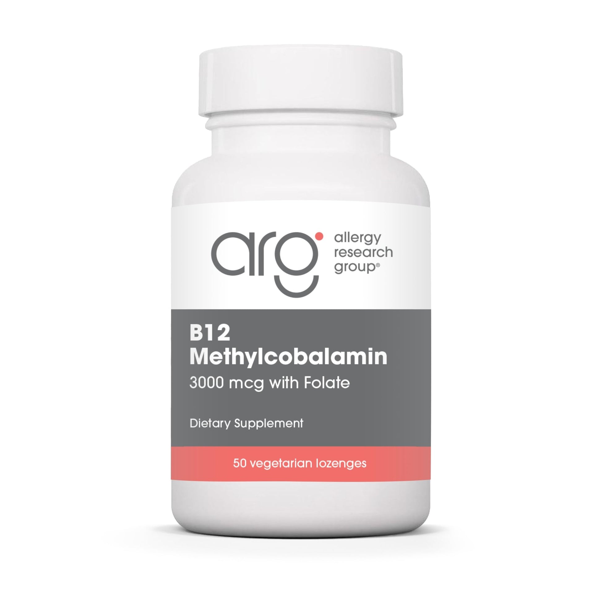 Allergy Research Group B12 Methylcobalamin 3000 mcg with Folate Lozenges, 50 Lozenges