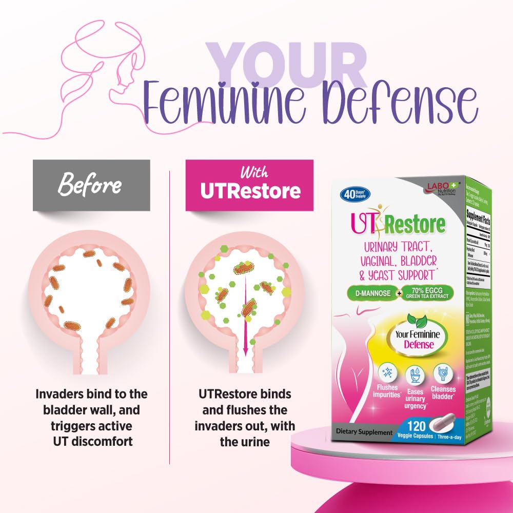 LABO Nutrition UTRestore D-Mannose Green Tea EGCG Capsules 120 Count