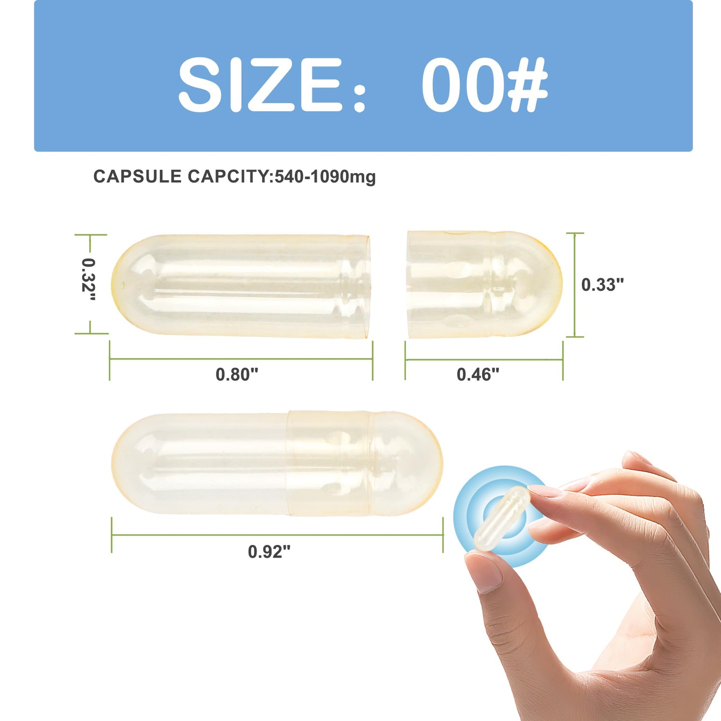 VGTPC Size 00 Empty Gelatin Capsules 1000 Count
