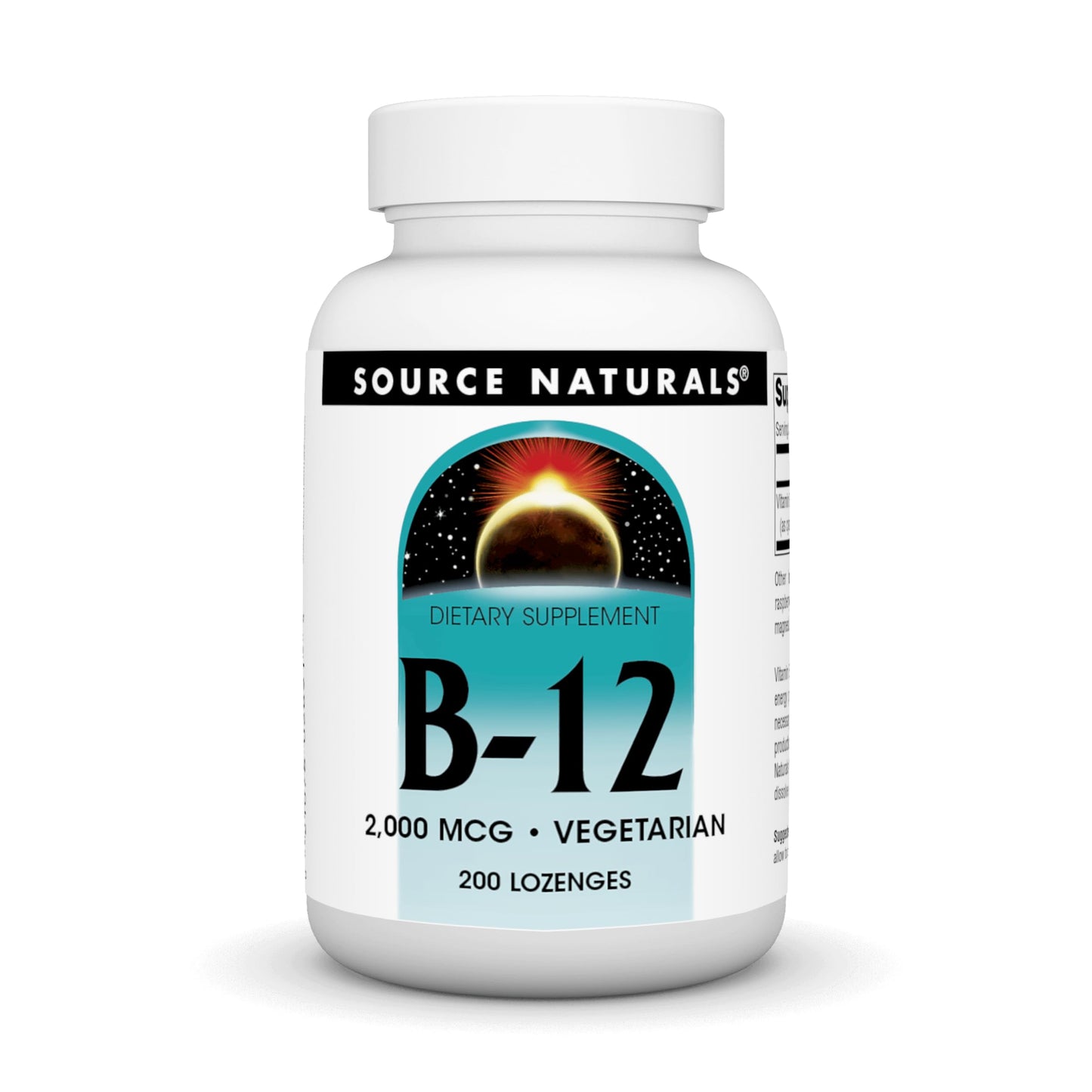 Source Naturals Vitamin B-12 2000 mcg Lozenge, 200 Count
