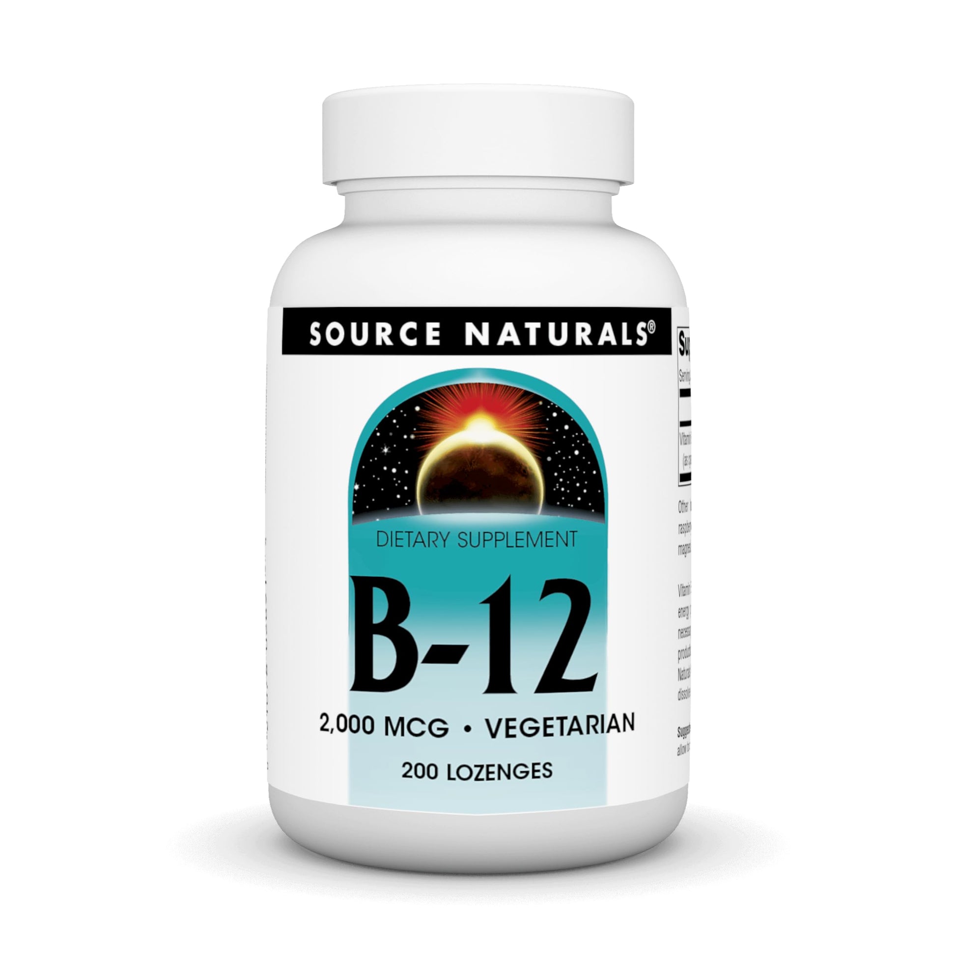 Source Naturals Vitamin B-12 2000 mcg Lozenge, 200 Count