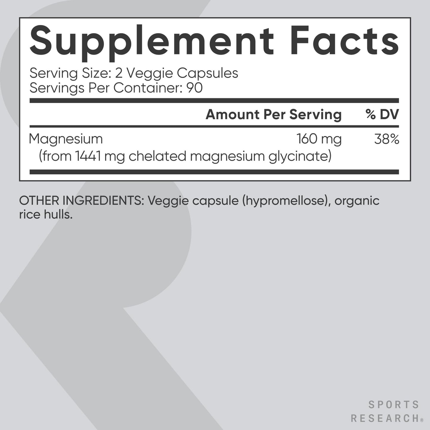 Sports Research Magnesium Glycinate Capsule 180 Count