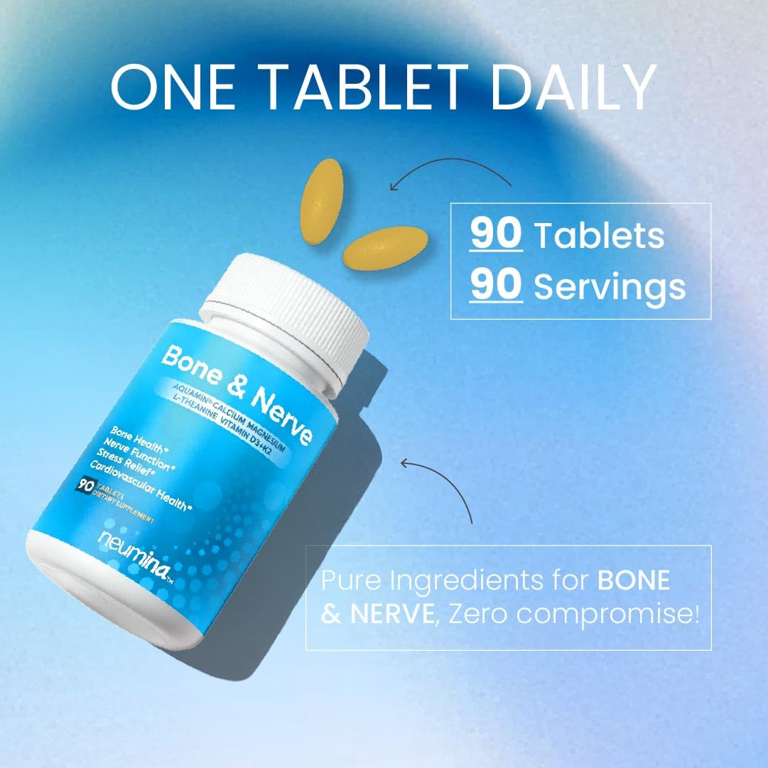 NEUMINA Aquamin Calcium & Magnesium, Vitamin D3 & K2, Vegan 90 Capsules