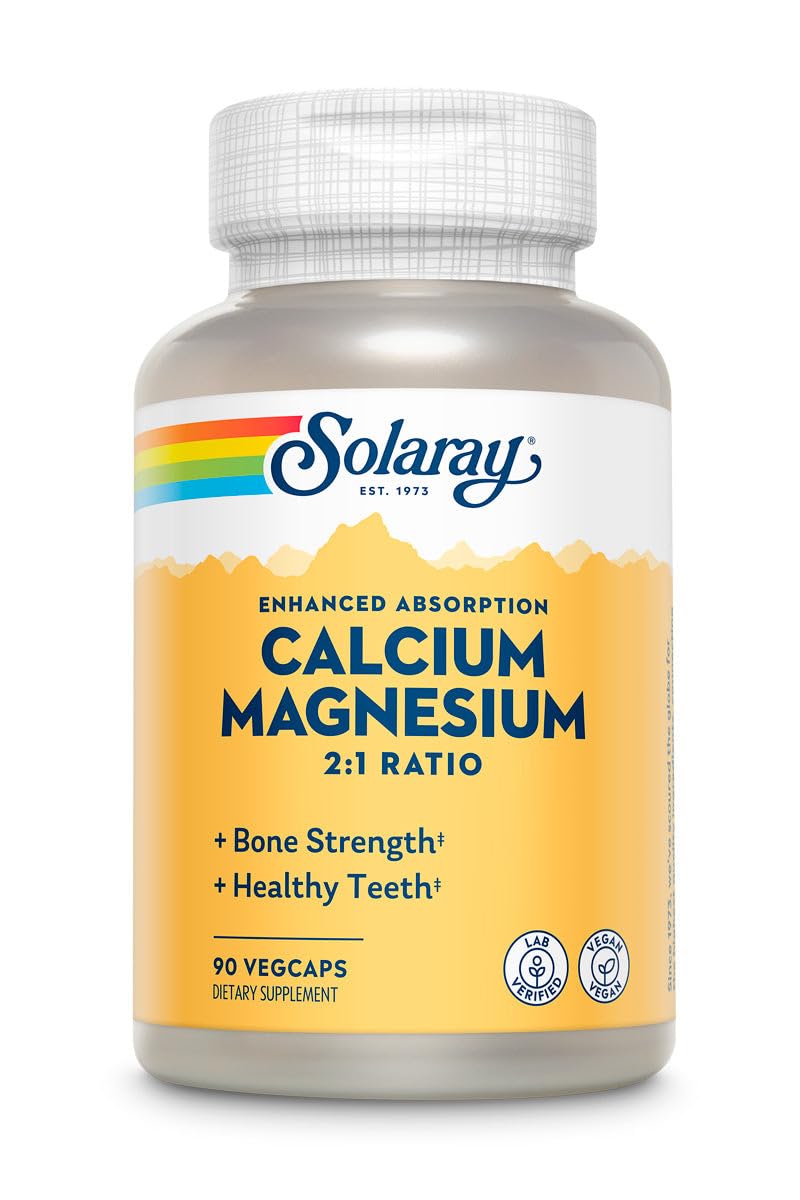 SOLARAY Calcium & Magnesium Full Range Amino Acid Chelates in a Special Herb Base, 90 Capsules