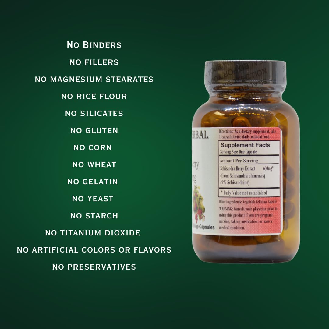 Barlowe's Herbal Elixirs Schisandra Berry Extract 9% Schisandrins 600mg per Capsule, 60 Veggie Capsules
