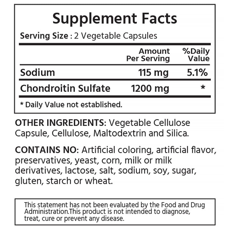 ML Naturals Chondroitin Sulfate 1,200mg Capsule, 120 Count