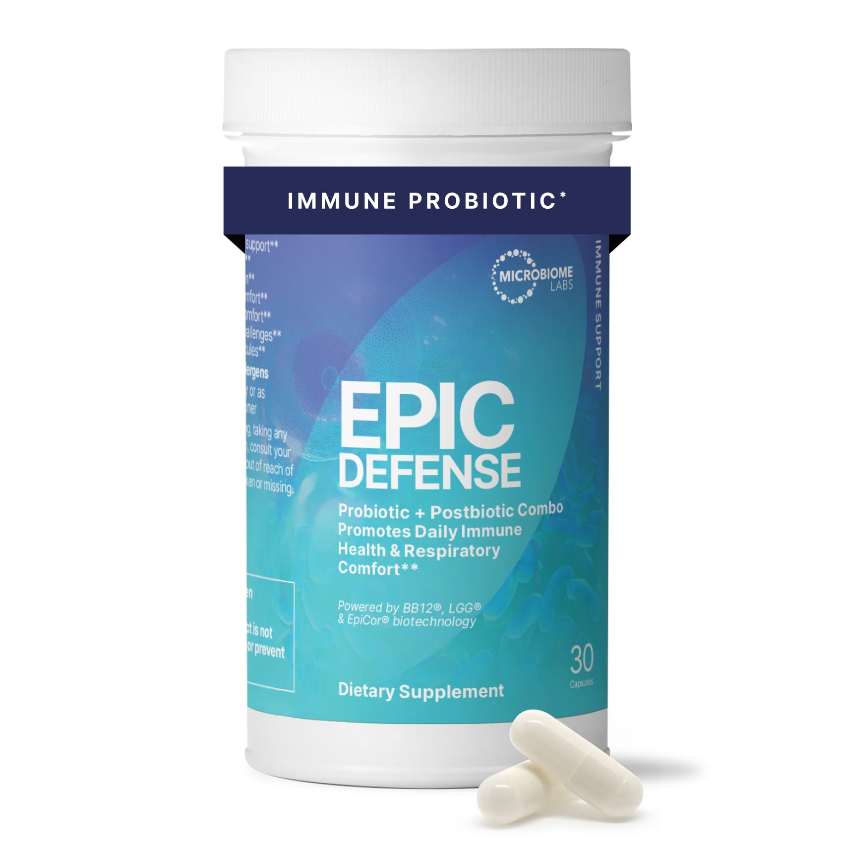 Microbiome Labs EpicDefense Probiotic + Postbiotic Combo 30 Capsules