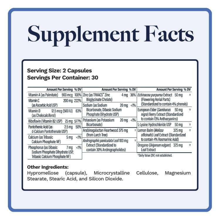 Utzy Naturals U-Mune Immune Support with Elderberry, Echinacea, Oregano Capsules, 60 Count