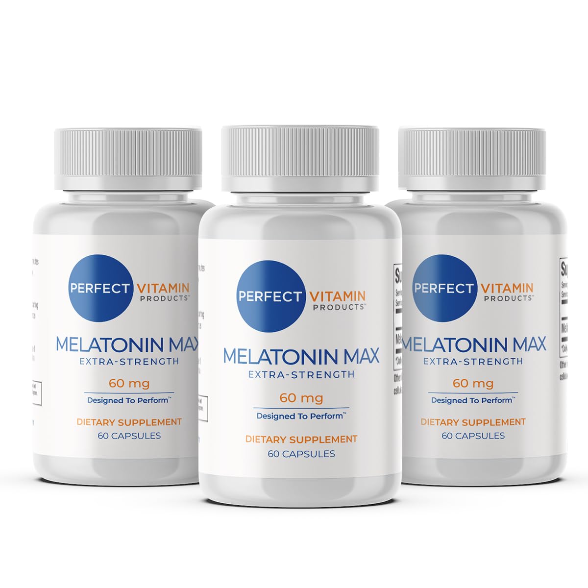 Perfect Vitamin Products Melatonin 60mg MAX High Dose Sleep Aid Capsules 180 Count