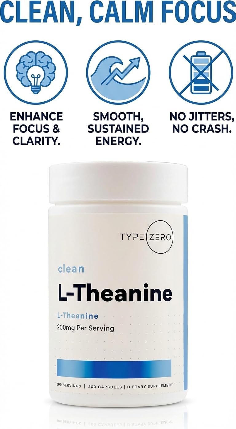 Type Zero L-Theanine (200mg) Capsule, 200 Count