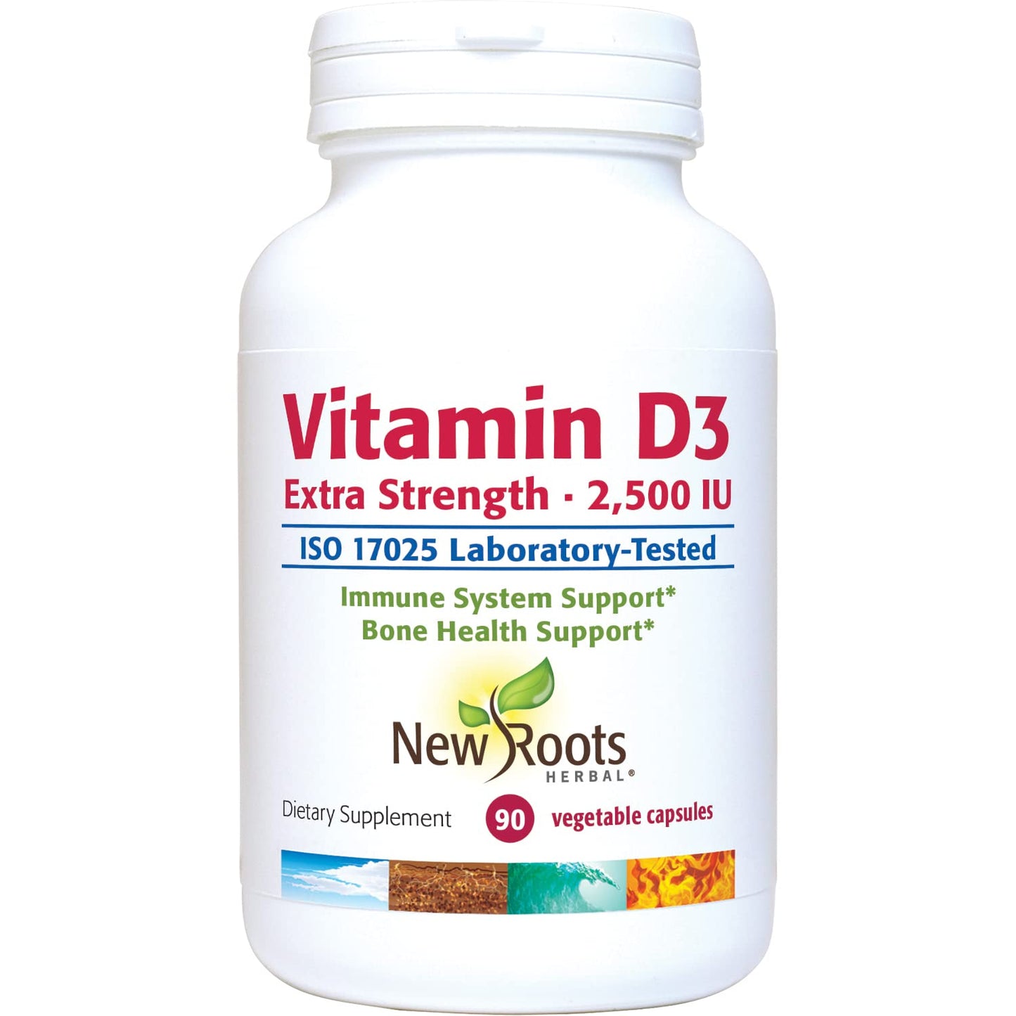 New Roots Herbal Vitamin D3 2500 IU (62.5 mcg), Non-GMO & Gluten-Free, 90 Veg Caps