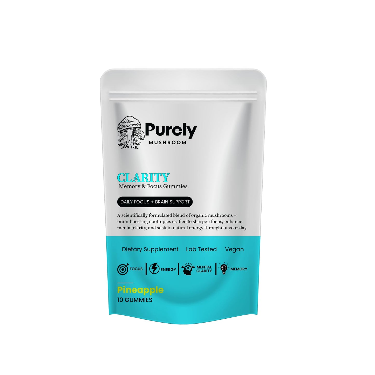 Purely Mushroom Clarity Mushroom Gummies 10 Count