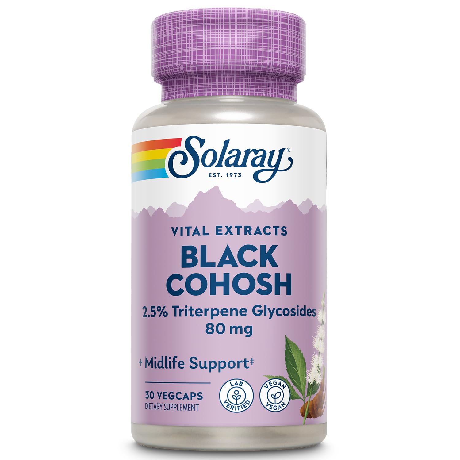SOLARAY Black Cohosh Root Extract 80 mg Capsule, 30 Count