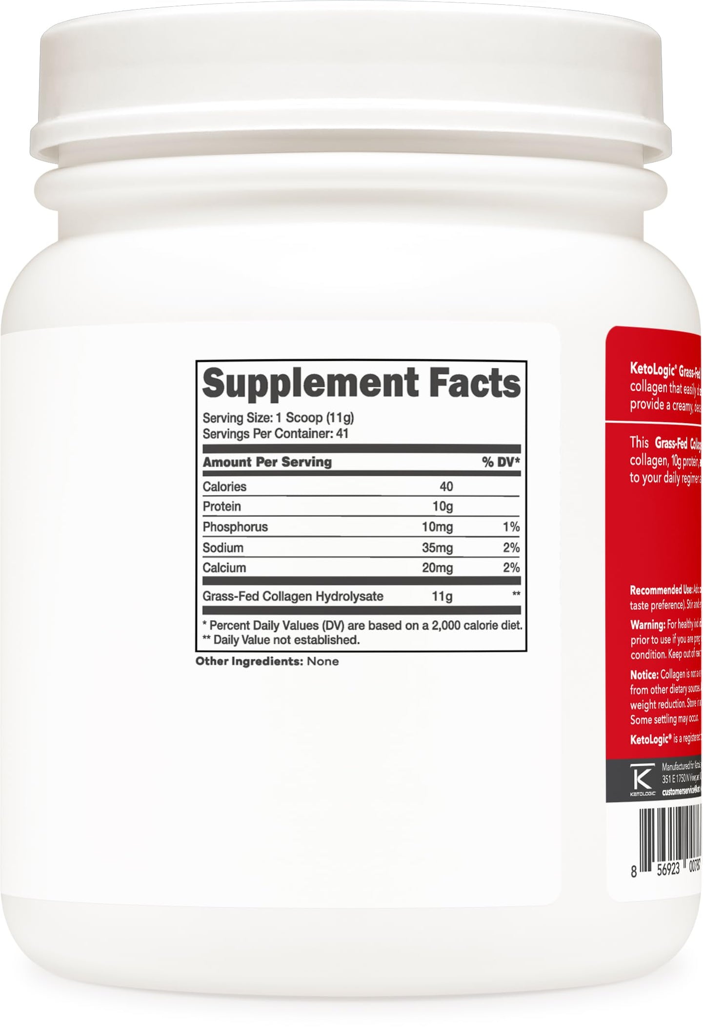 Ketologic Grass Fed Collagen Hydrolysate Powder 16.2 oz