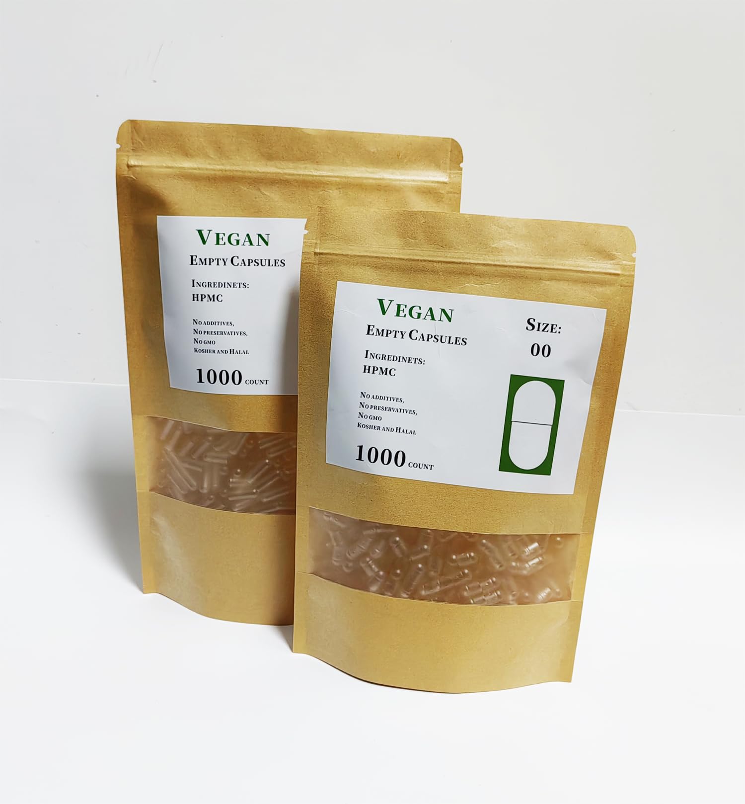 Generic Size 00 Empty Capsules - Separated Clear Vegan Capsules for Vegetarian Capsule Filling DIY, 1000 Capsules