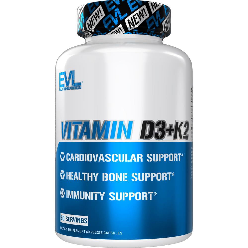 Evlution Vitamin D3 K2 Capsules, 60 Count