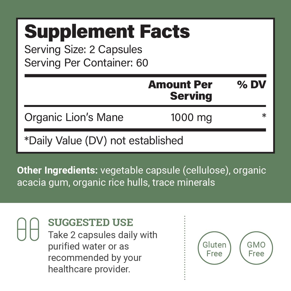 Earth Harmony Naturals Lions Mane Supplement 120 Capsules