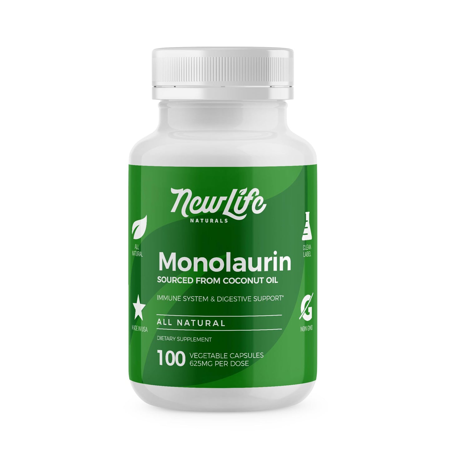 NewLife Naturals Monolaraurin Dietary Supplement Vegetable Capsule, 100 Count