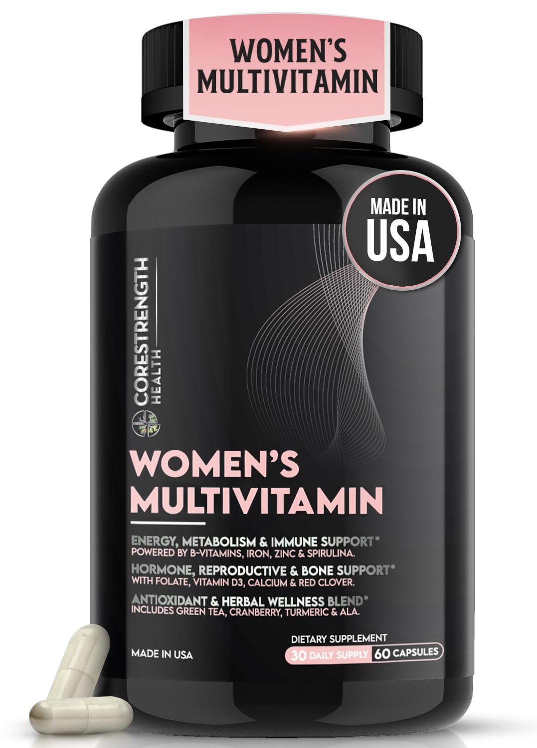 CoreStrength Health LLC Women's Multivitamin with B Complex, Biotin, D3, 60 Capsules