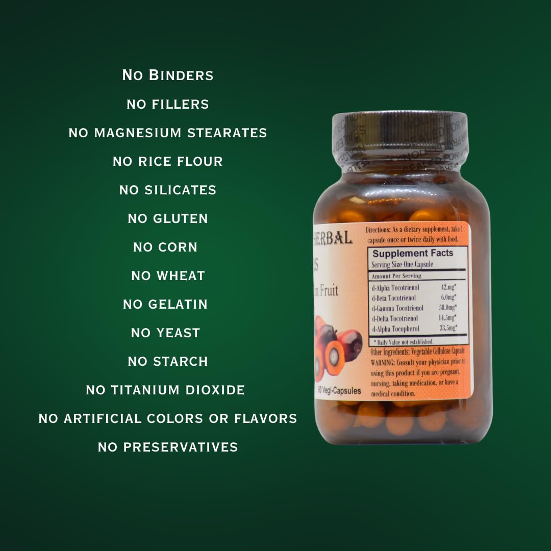Barlowe's Herbal Elixirs Toco-30 Tocotrienol Palm Fruit Extract 500mg Per Capsule, 60 Capsules
