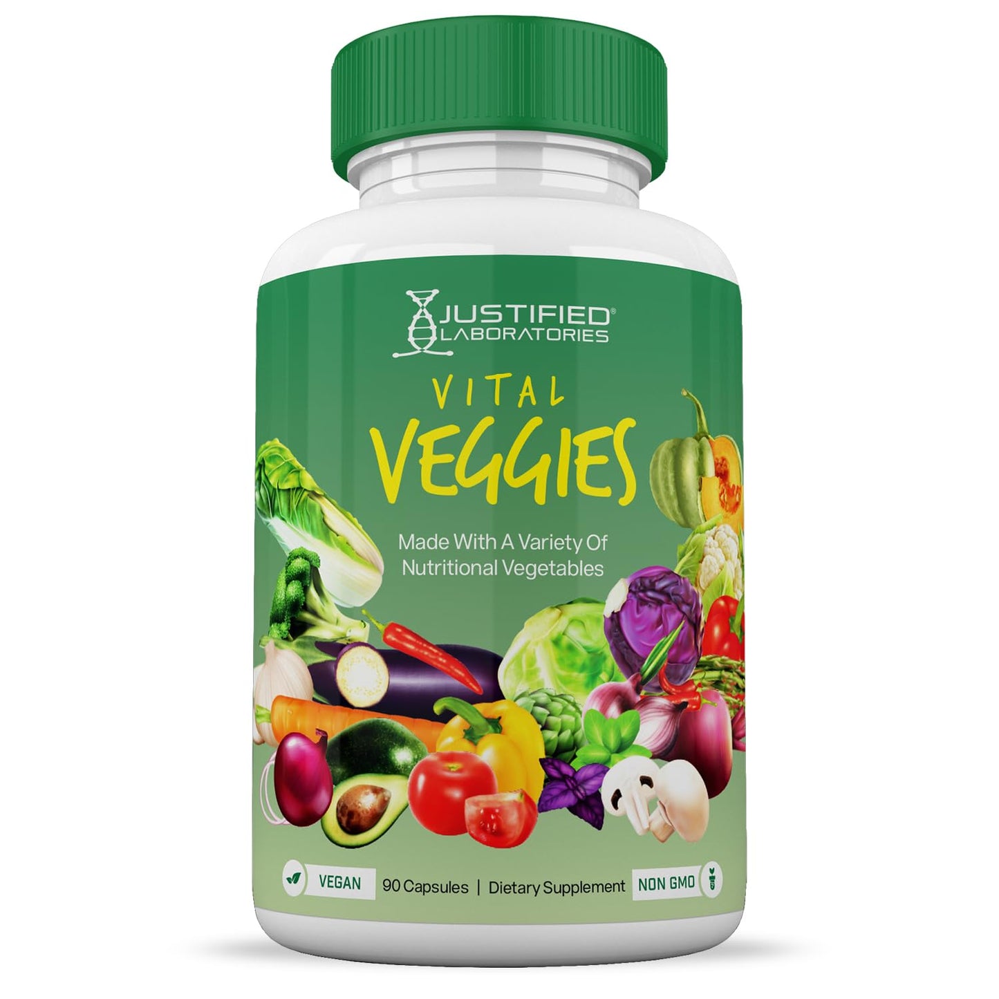 Justified Laboratories Vital Fruits and Veggies Whole Food Red & Green Superfoods Capsules, 90 Count