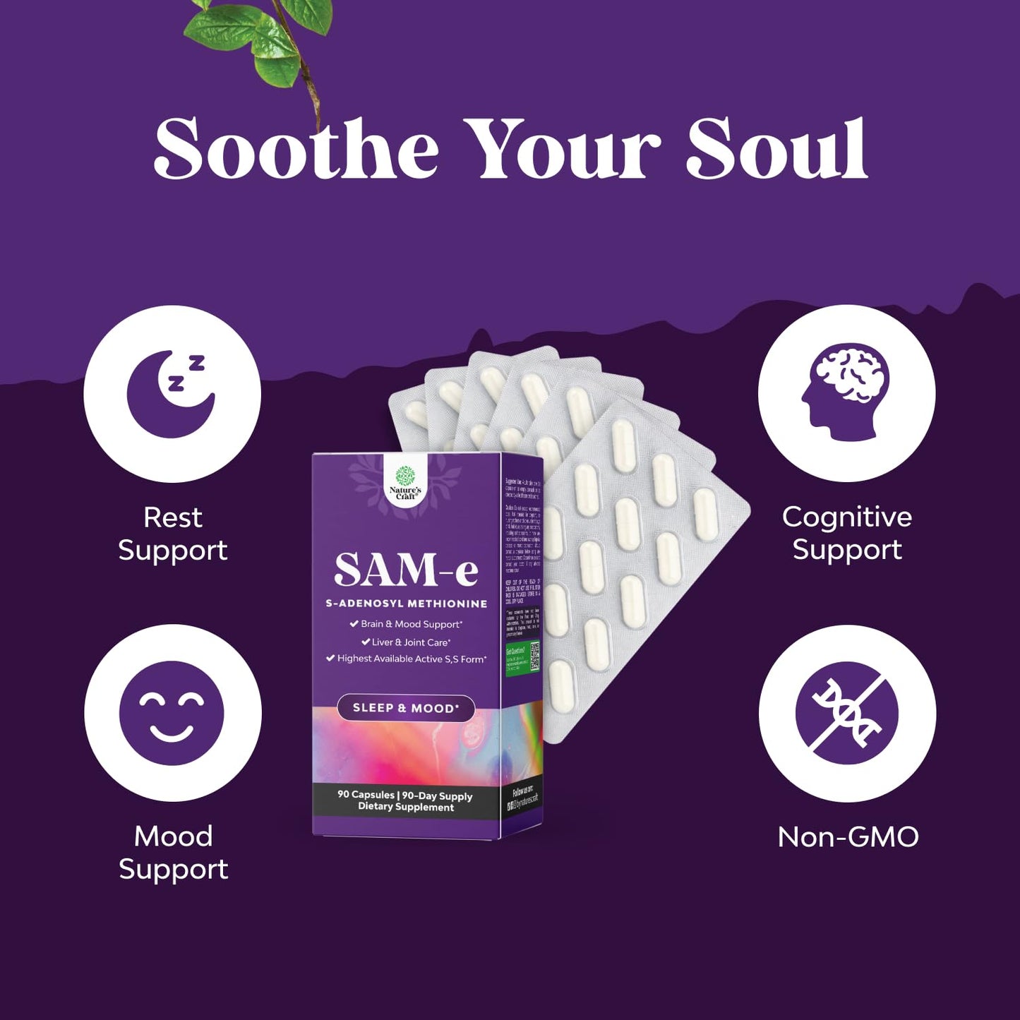 Natures Craft Pure SAM E Supplement 150mg Capsule 90 Count