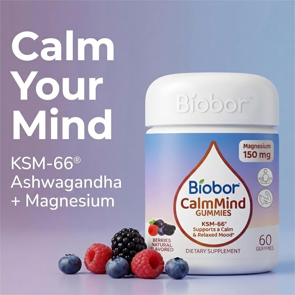 Biobor CalmMind Magnesium Gummies with Ashwagandha, 60 Gummies